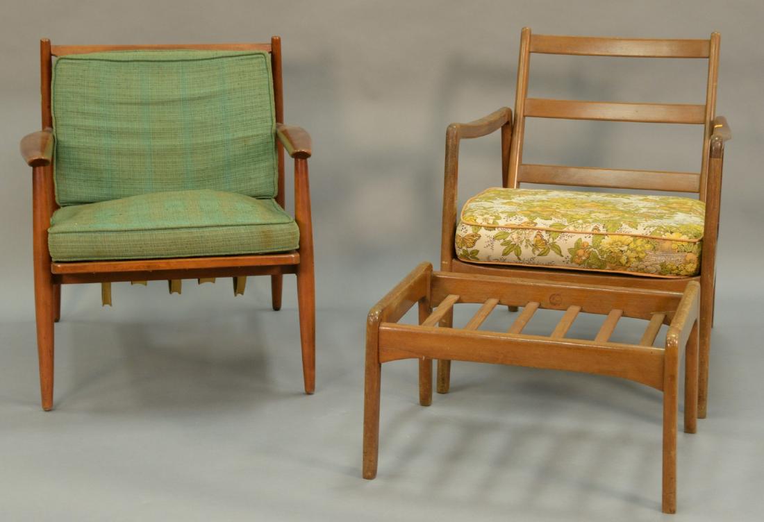 Two Peter Hvidt style chairs, one with ottoman. (1 of 4)