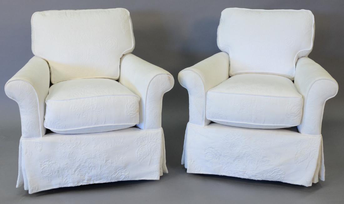 Crate & Barrel two custom swivel armchairs. (1 of 5)