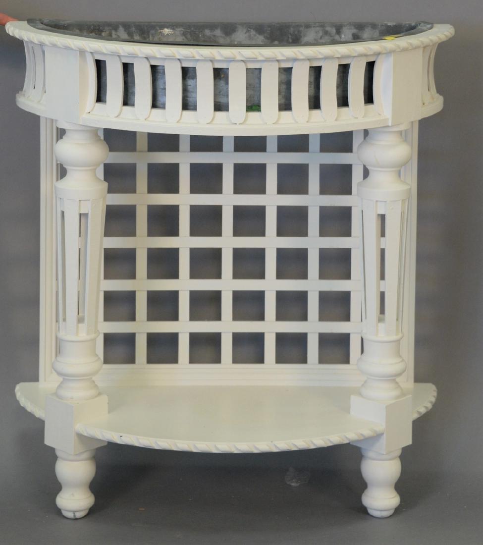 Demilune plant stand/hall table with dropwell. (1 of 3)