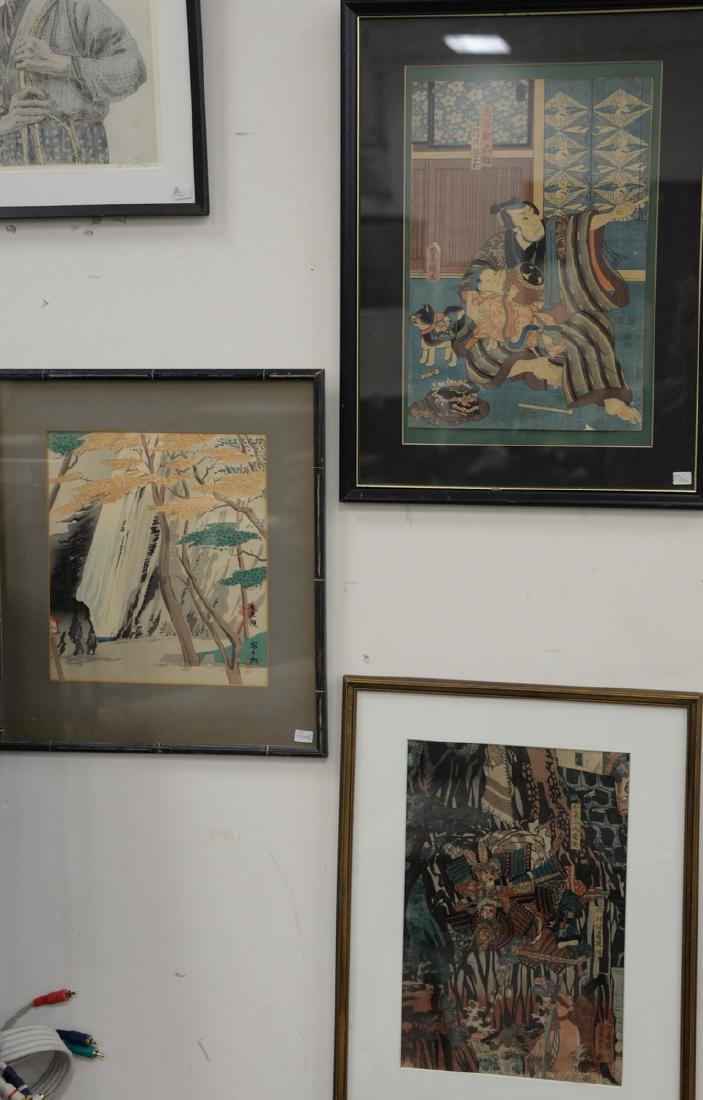 Group of seven Japanese woodblocks and etchings (1 of 4)