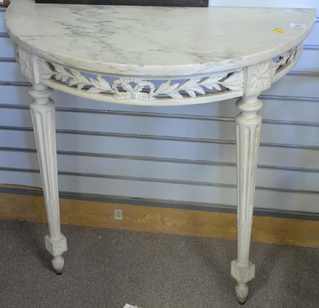 Pair of Louis XVI style demilune half round tables with (1 of 4)