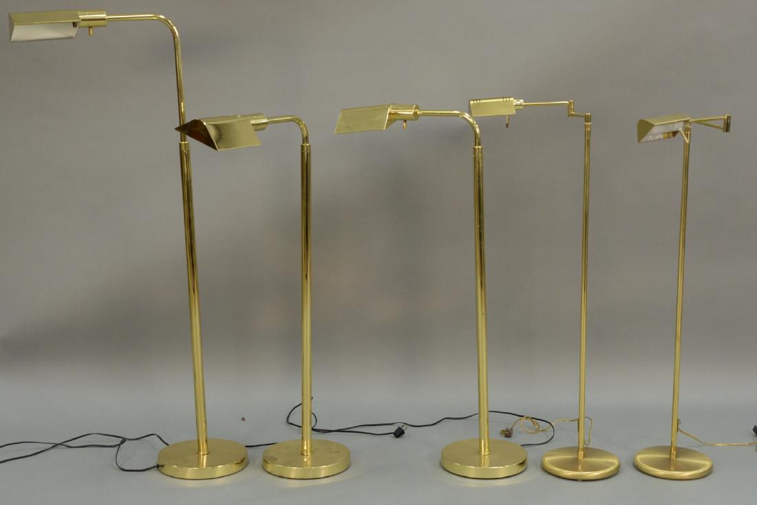 Group of five brass floor lamps. (1 of 4)