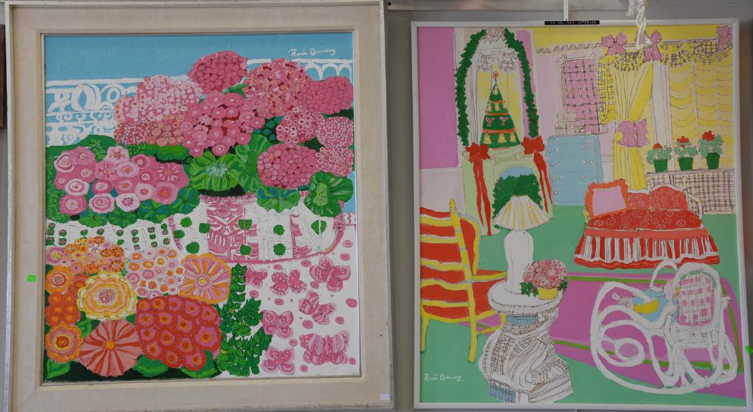 Three contemporary oil on canvas paintings including (1 of 4)