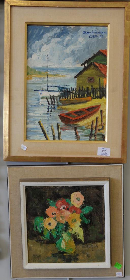 Group of four framed pieces to include still life oil (1 of 3)