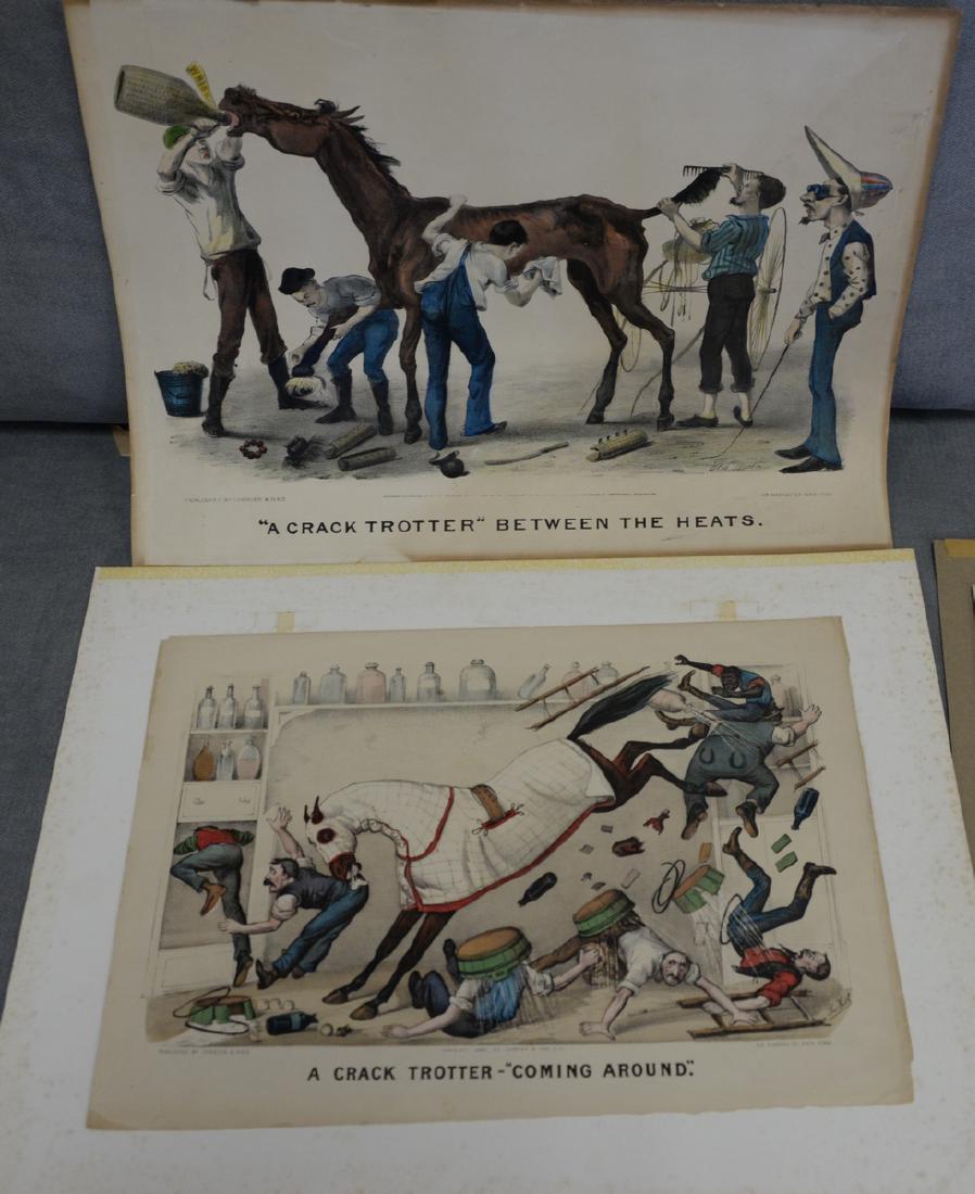 Set of five rare comical cartoon Currier & Ives colored (1 of 3)