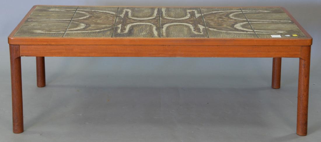 Roger Capron style Danish tile top table. ht. 10in.,: Roger Capron style Danish tile top table. ht. 10in., top: 26" x 49"