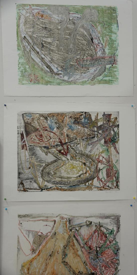 Group of nine unframed abstract pieces: six David James (1 of 6)