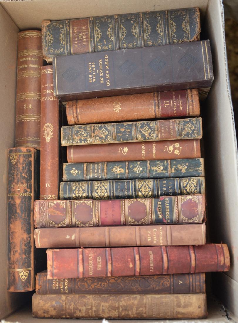 Nine boxes of leather bound books plus large Audubon's (1 of 4)