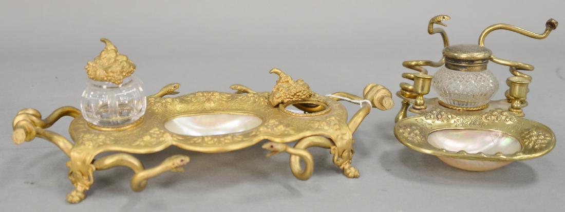 Two snake inkwells including a double inkwell with (1 of 4)