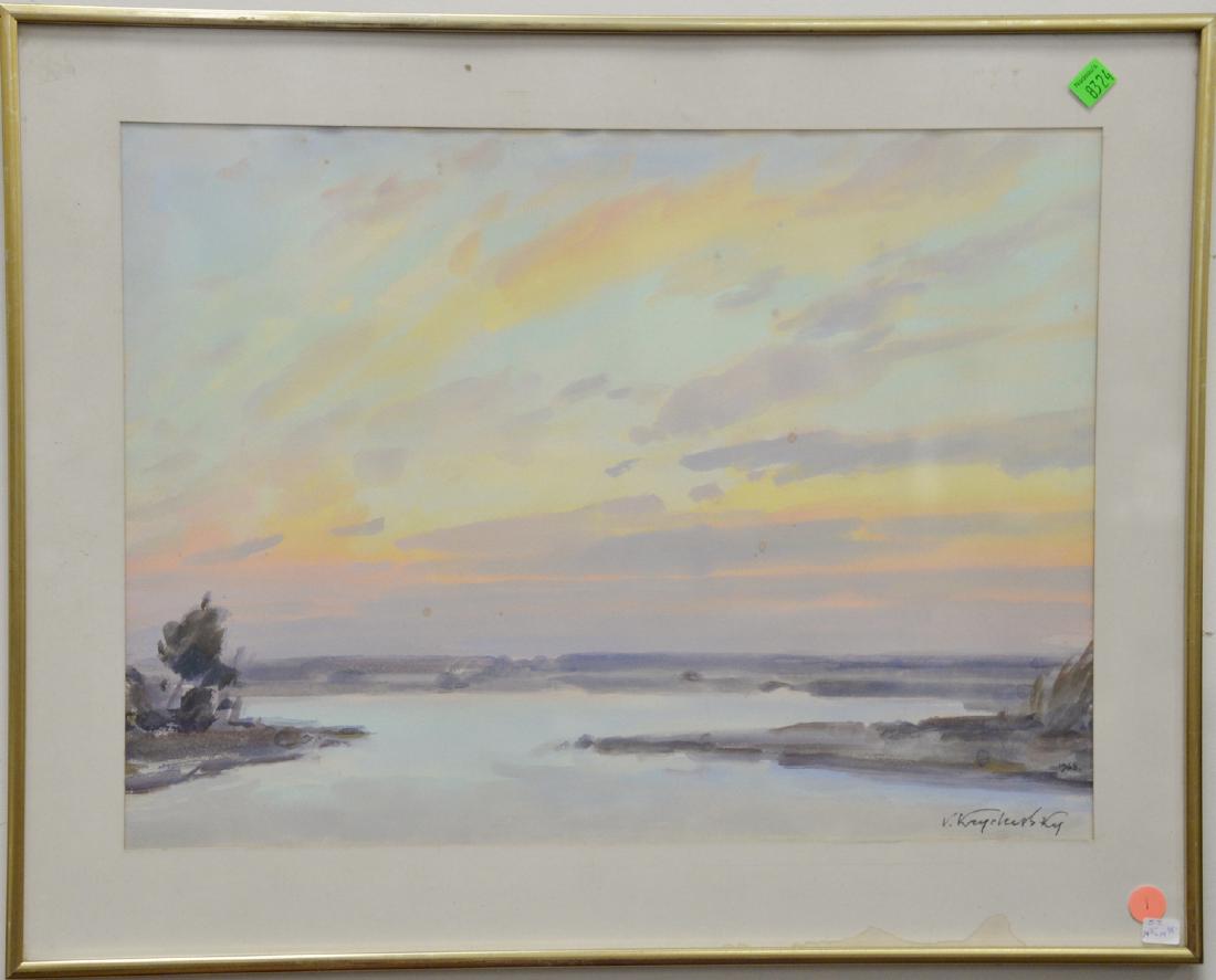 Group of six Russian watercolors and prints to include (1 of 6)