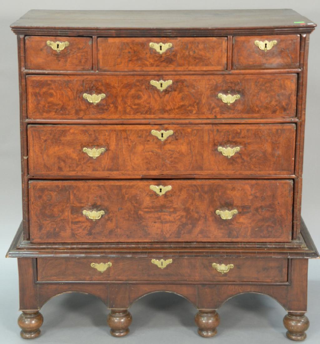 George II two part burlwood highboy, 18th century (legs (1 of 5)