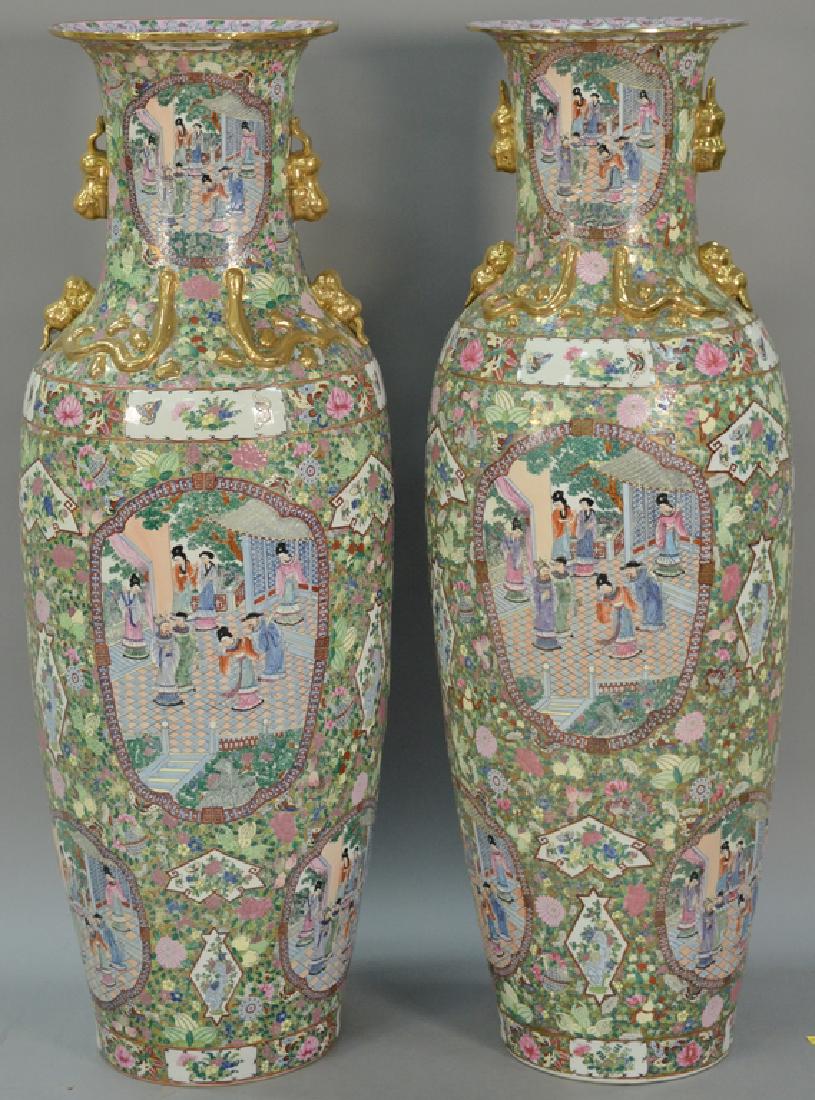 Pair of palace size famille rose porcelain vases, 20th (1 of 6)