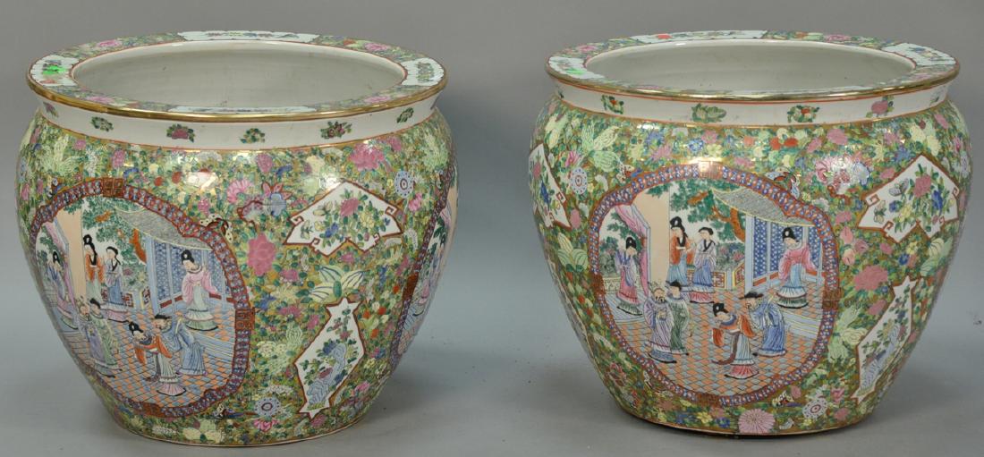 Pair of famille rose porcelain fish bowls, 20th (1 of 6)