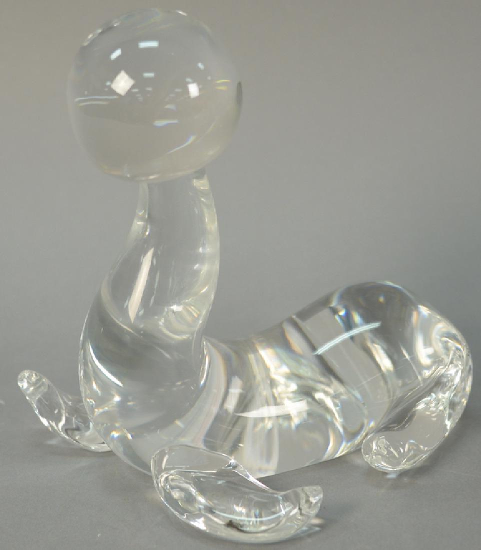 Large Steuben crystal sea lion playing with a ball (1 of 4)