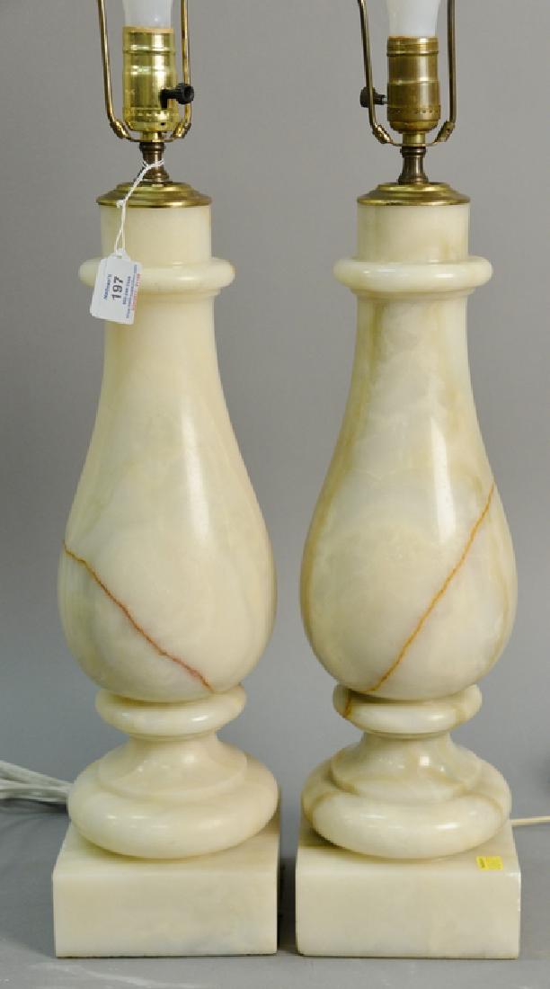 Pair of marble table lamps. total ht. 38 1/2in. (1 of 3)
