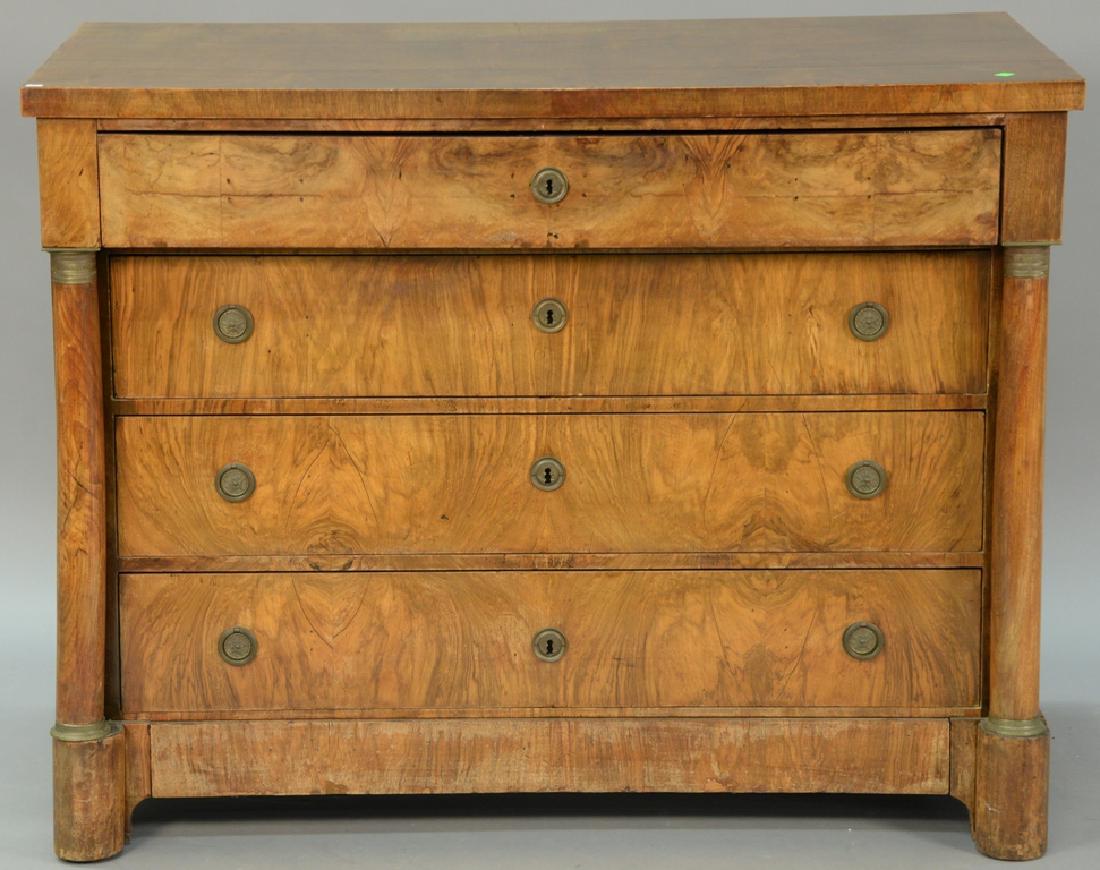 Directoire butler's desk with pull out writing surface: Directoire butler's desk with pull out writing surface over three drawers, 19th century. ht. 38in., wd. 49in.; dp. 25in.