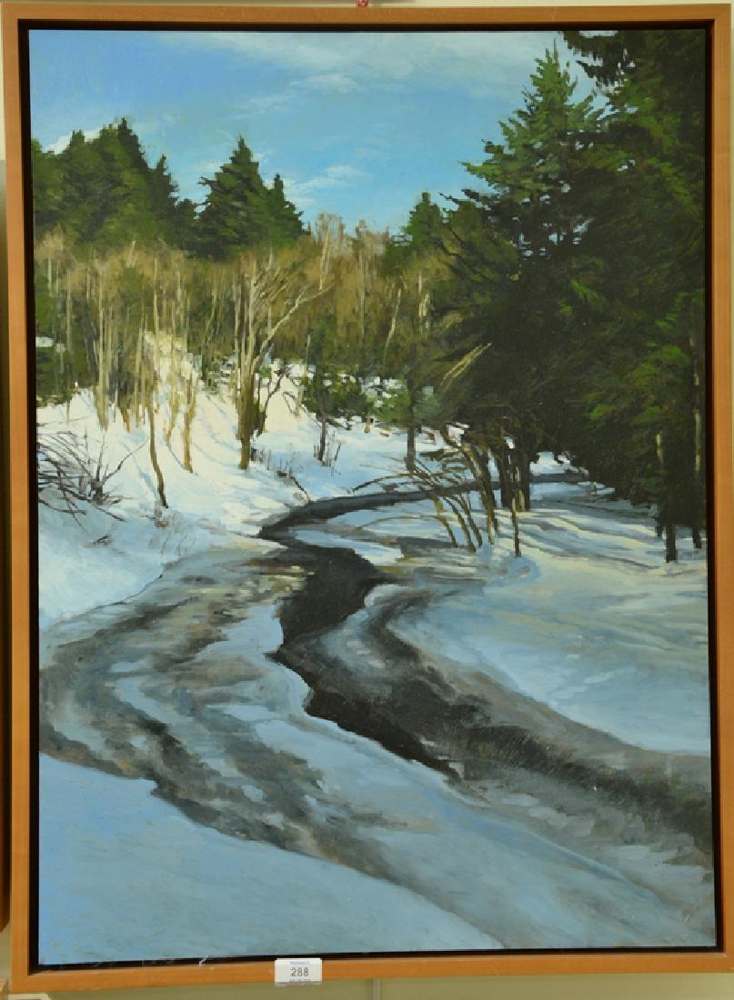 Jay Brooks (20th century) oil on board Winter Stream (1 of 3)