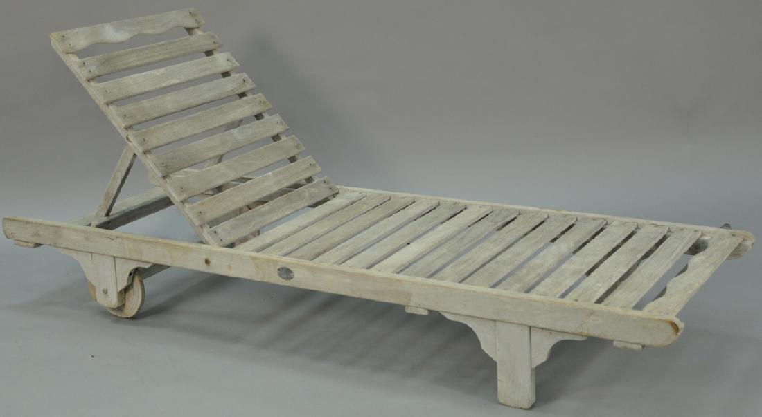 Lister teak chaise lounge. lg. 77in.: Lister teak chaise lounge. lg. 77in.