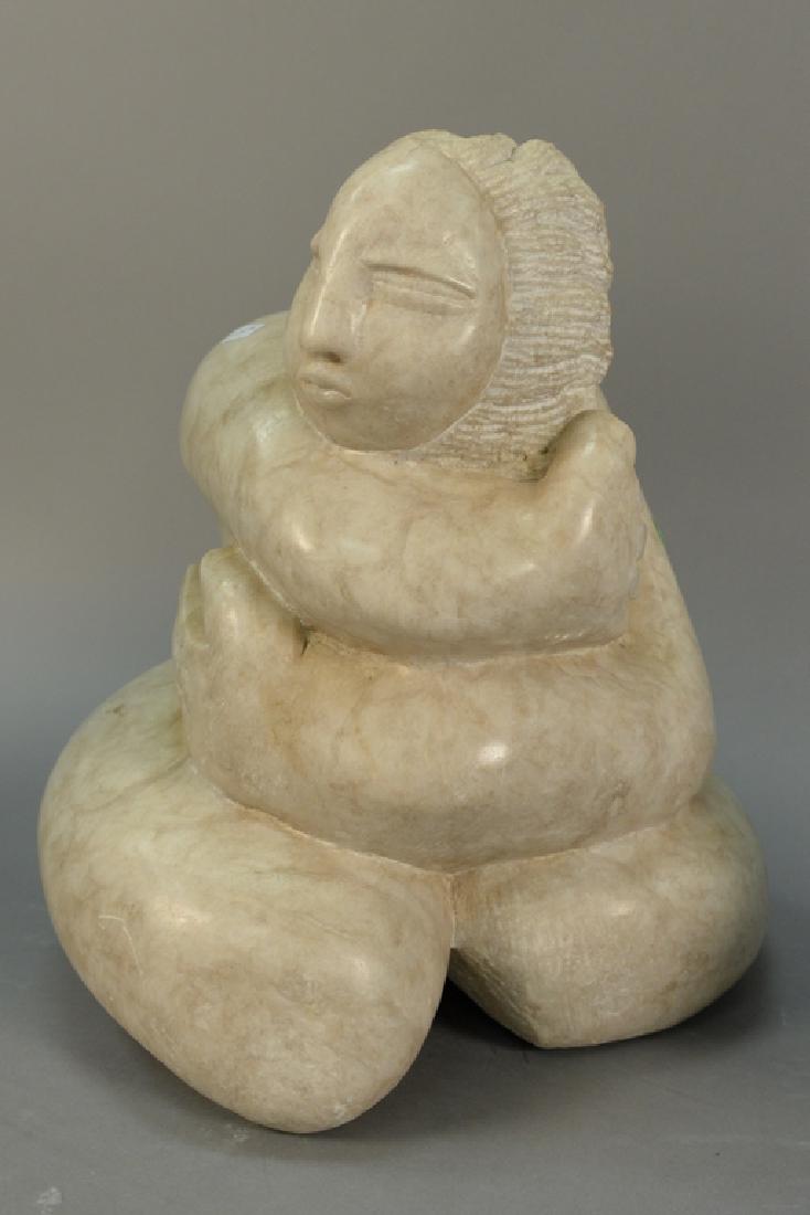 Ousmane Gueye (b. 1956) marble sculpture of a woman: Ousmane Gueye (b. 1956) marble sculpture of a woman signed in marble Ousmane Gueye. ht. 14 1/2in. Provenance: Collection of Anne Jones Willis and the late John Ralph Willis, New Jersey