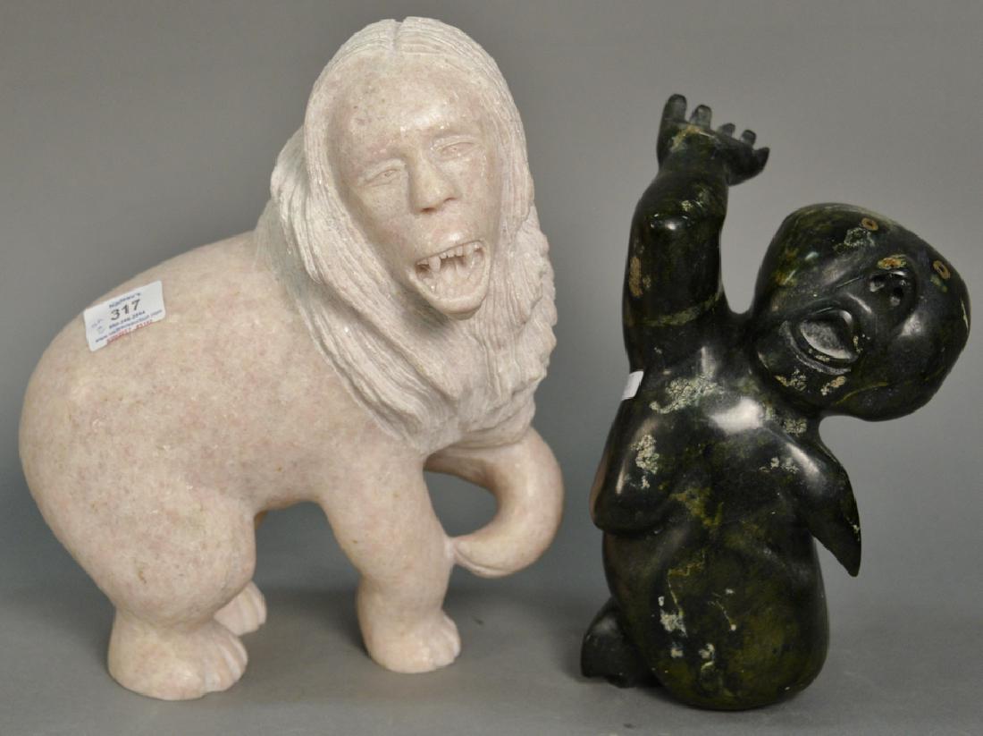 Two Inuit Eskimo carvings including Juda Natanire Clyde (1 of 5)