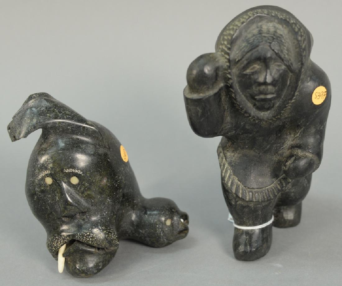 Two Inuit Eskimo figural carvings including Thomas (1 of 4)