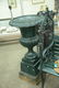 Pair of Victorian iron urns on square pedestal bases - 3