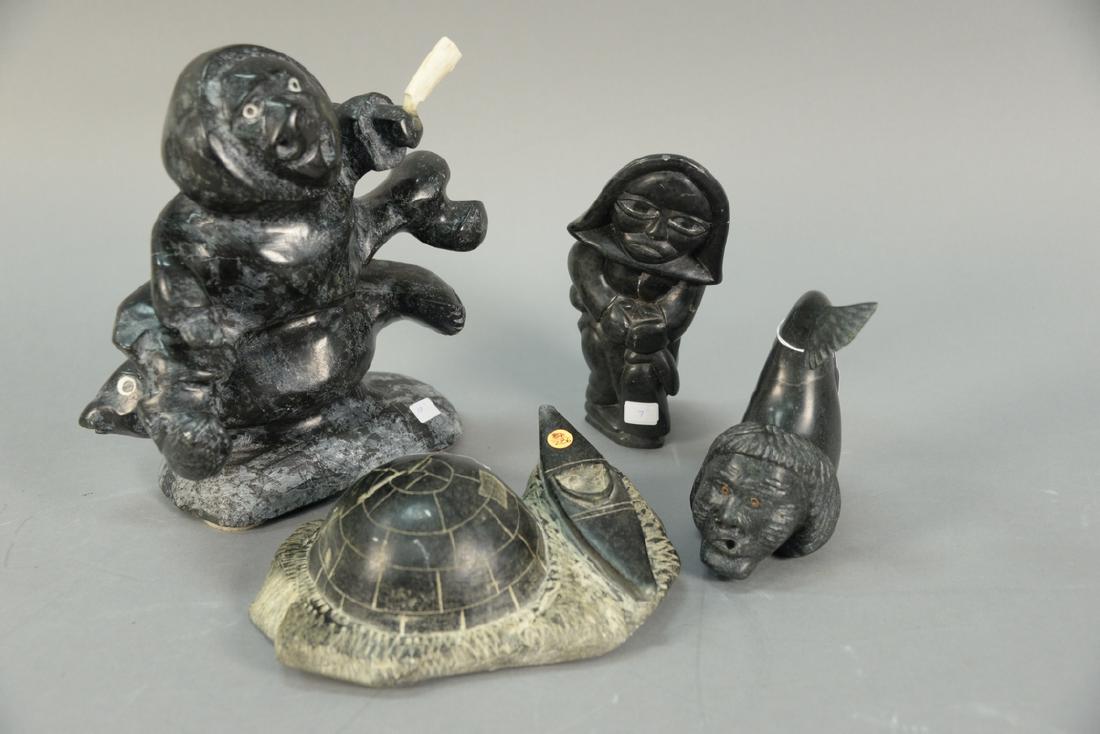 Four Inuit Eskimo figural carvings including Gideon (1 of 8)