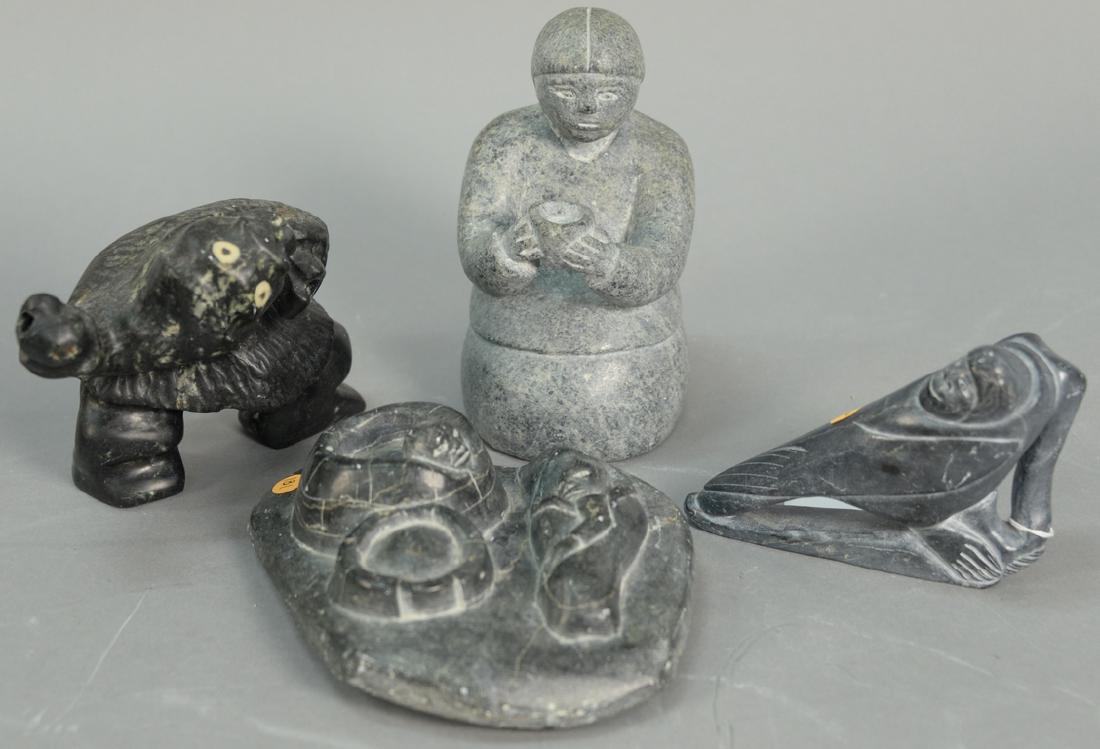 Four Inuit Eskimo carvings to include Mata Qissualuk (1 of 7)