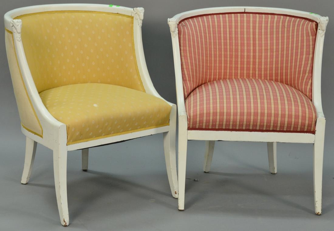 Pair of Continental style fauteuil with carved ram's (1 of 5)