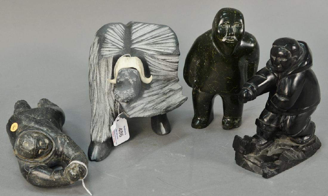 Four Inuit Eskimo figural carvings including Joe Kavik (1 of 6)