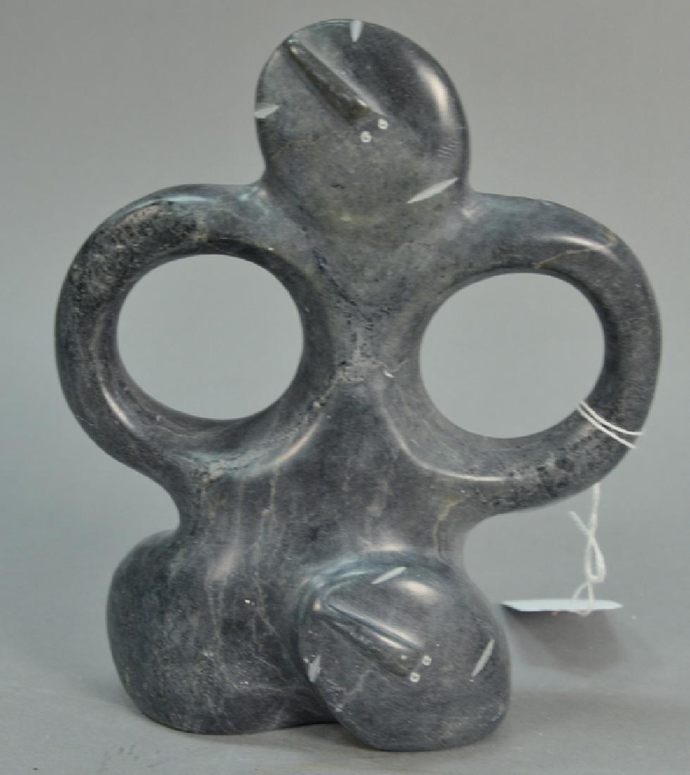 Inuit Eskimo carving George Arluk (1949) Arviat basalt (1 of 3)