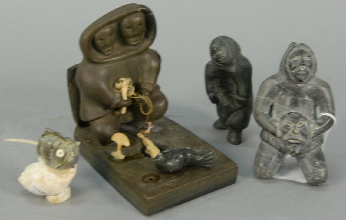 Four Inuit Eskimo figural carvings including David (1 of 3)