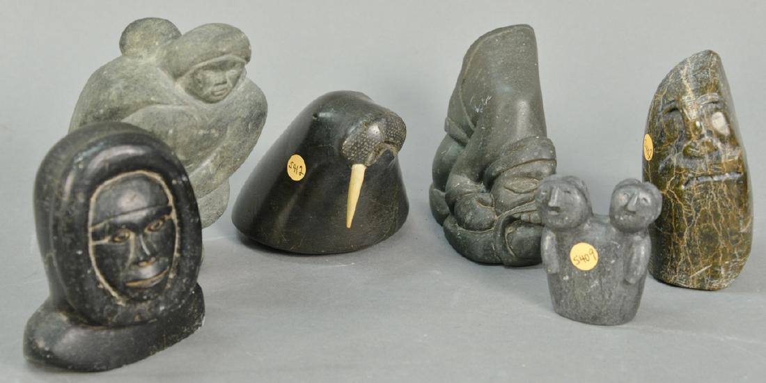 Six Inuit Eskimo figural carvings to include Jutai (1 of 5)