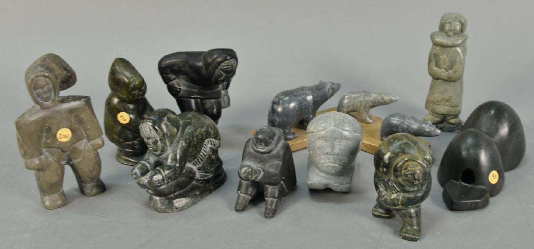 Ten Inuit Eskimo carved figures to include Arctic (1 of 8)