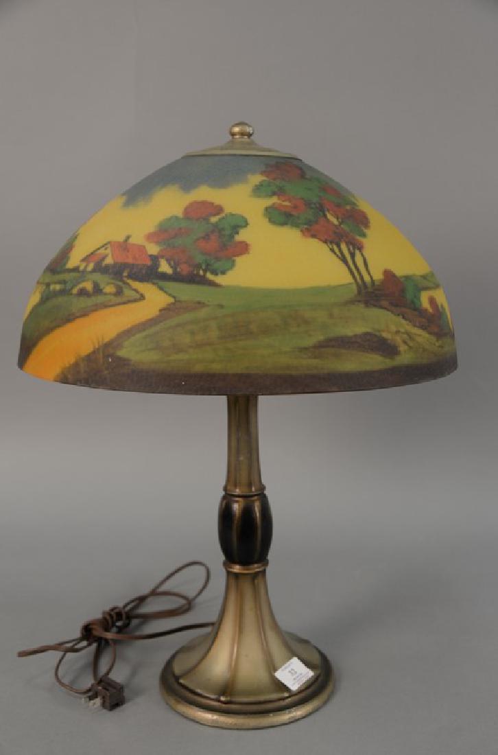 Jefferson table lamp with reverse hand painted glass (1 of 4)