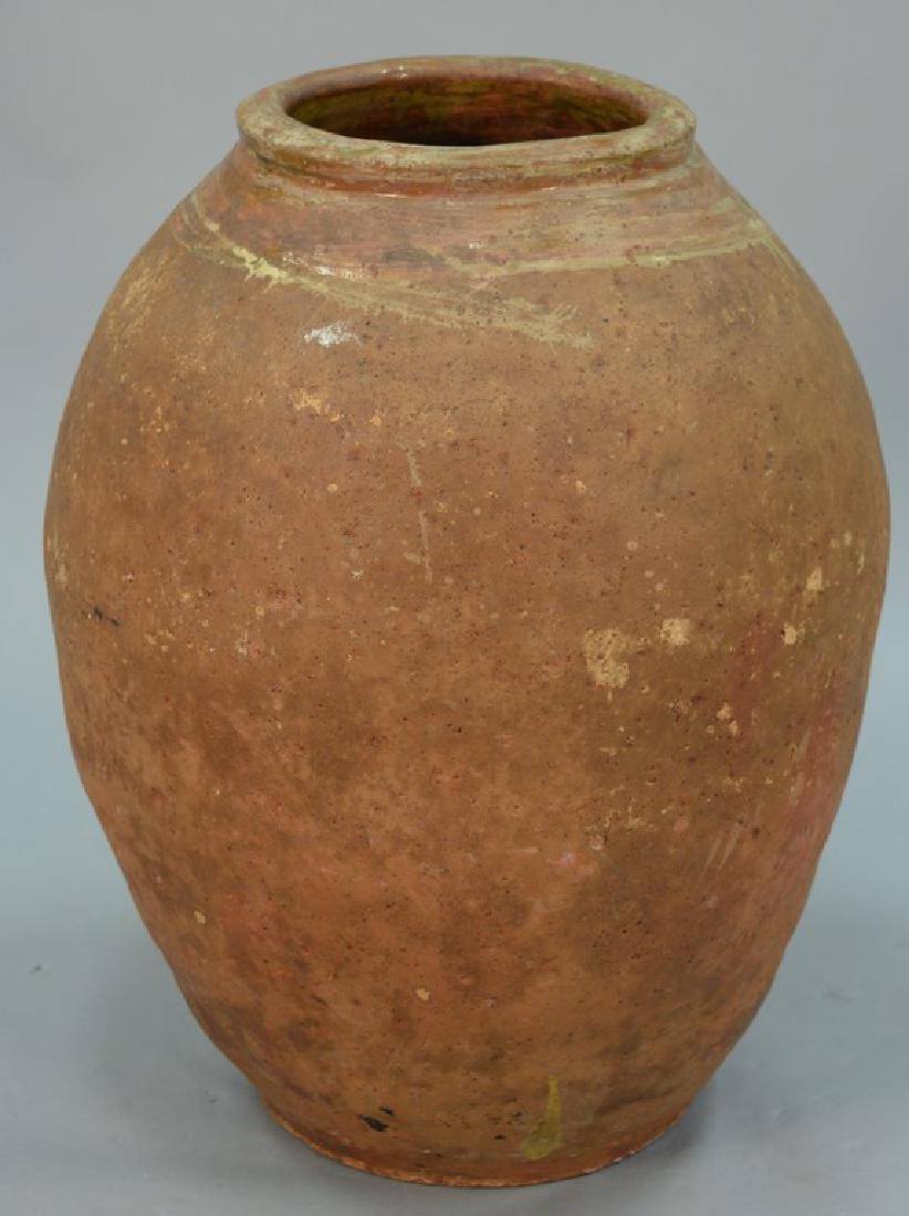 Large redware pottery palace vase having glazed top (1 of 4)