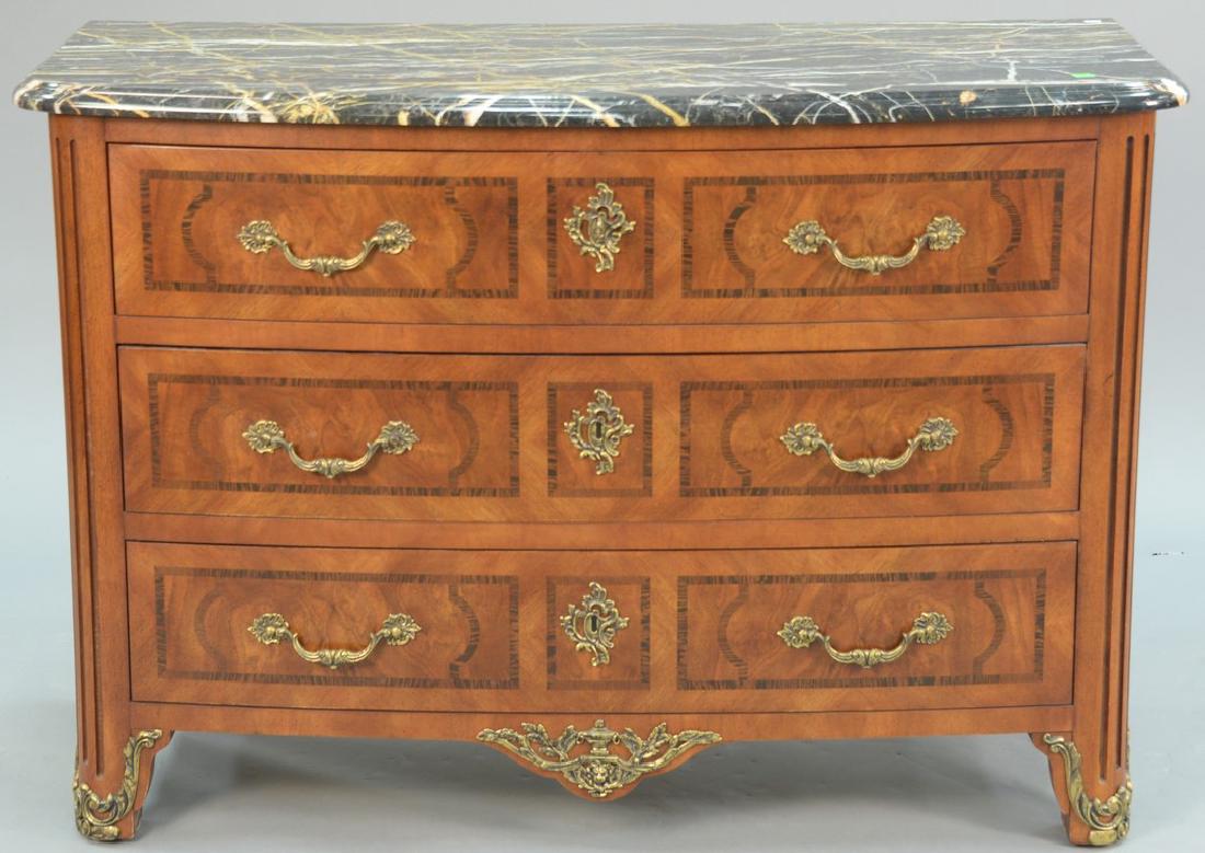 Henredon French style marble top three drawer chest (1 of 6)