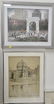 Twelve piece lot with a group of ten framed etchings,