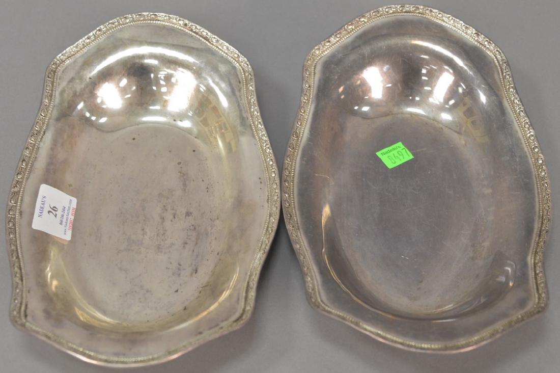 Pair of sterling silver serving plates. 6 3/4" x 11 (1 of 2)