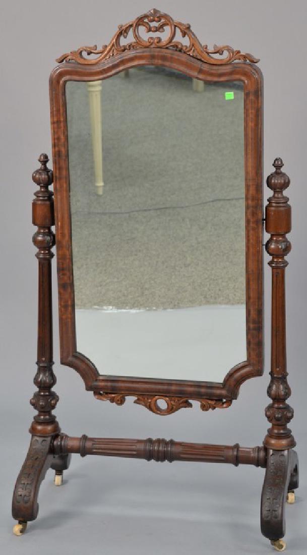 Mahogany cheval mirror. ht. 56in., wd. 29in. (1 of 4)