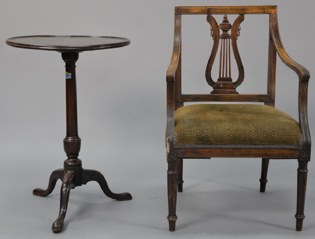 Two piece lot including a round mahogany candlestand (1 of 5)