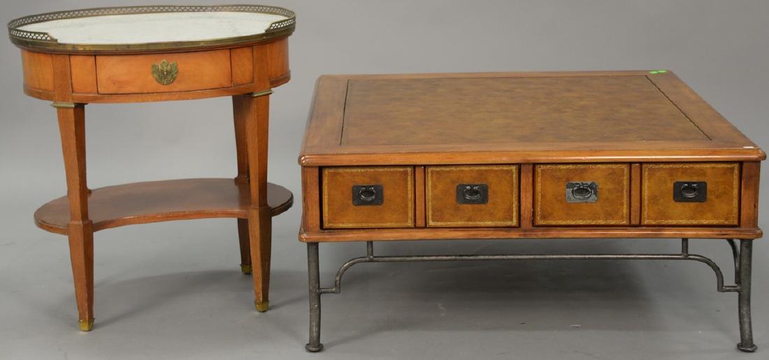 Two piece lot including Grosfeld House oval marble top (1 of 4)