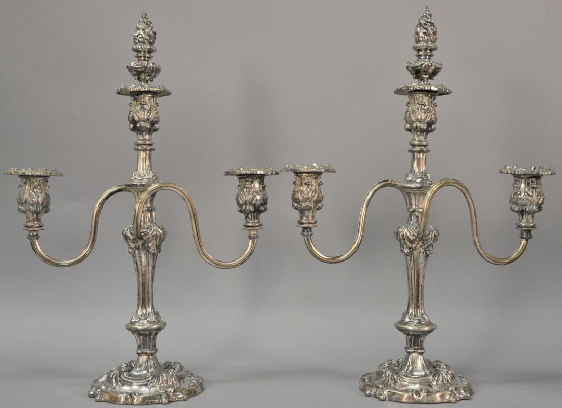 Pair of silverplate candelabra. ht. 22in. (1 of 5)