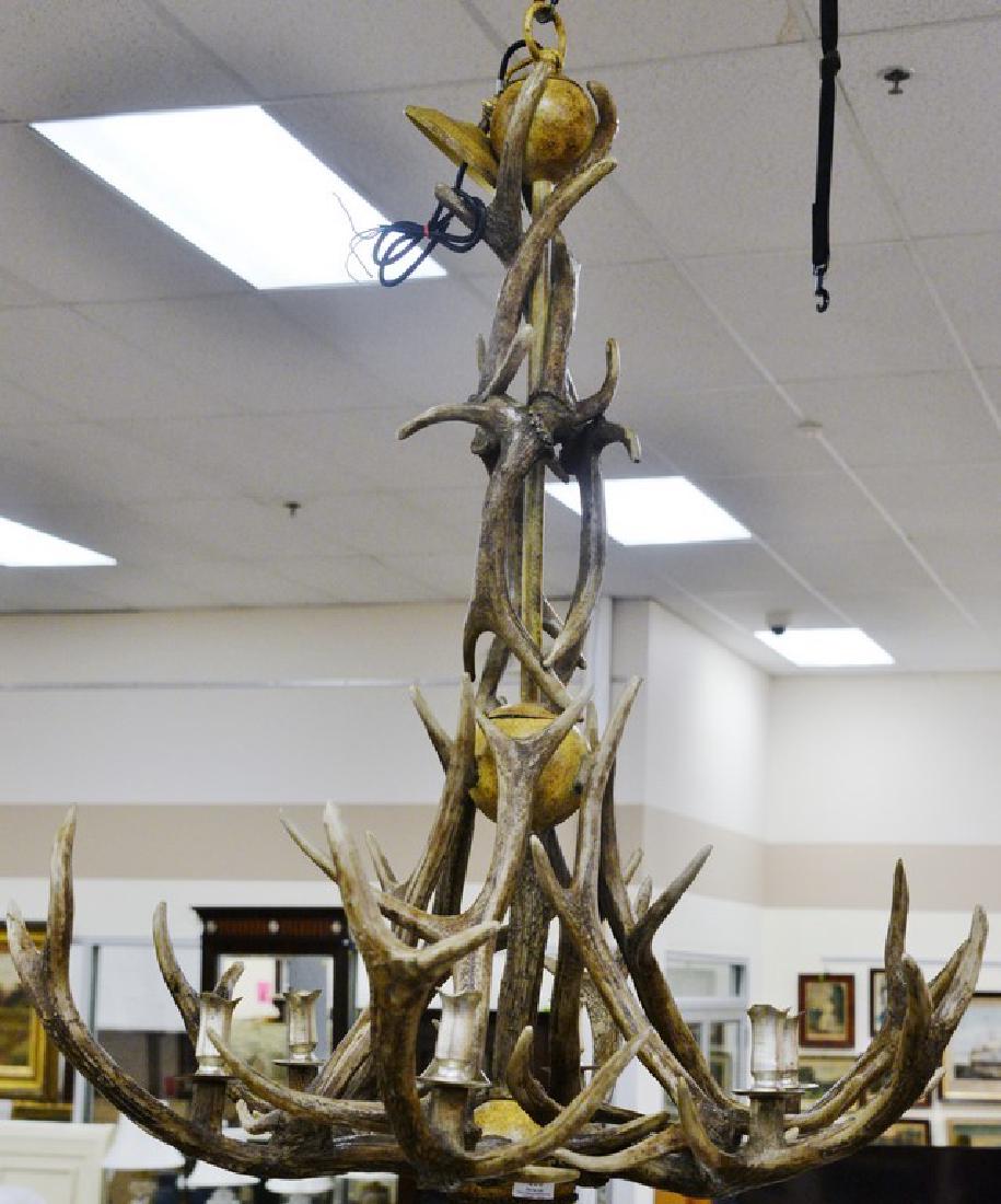 Six light antler chandelier. ht. 45in., dia. 38in.: Six light antler chandelier. ht. 45in., dia. 38in.
