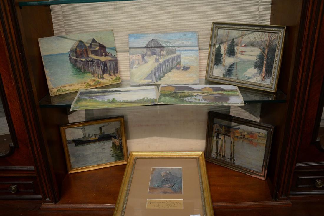 Eight small oil paintings including Charles E. Duncan (1 of 6)