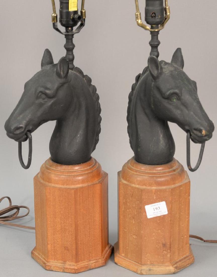 Pair of iron horse head hitching post tops, made into (1 of 2)