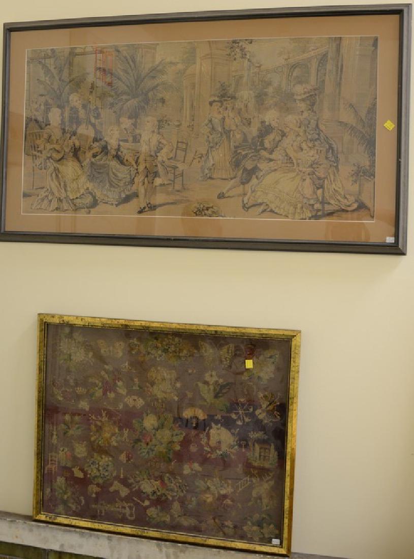 Three framed pieces to include two French needlepoint (1 of 2)