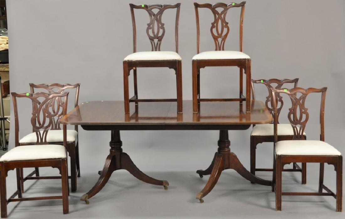 Ten piece dining set with eight Chippendale style (1 of 6)