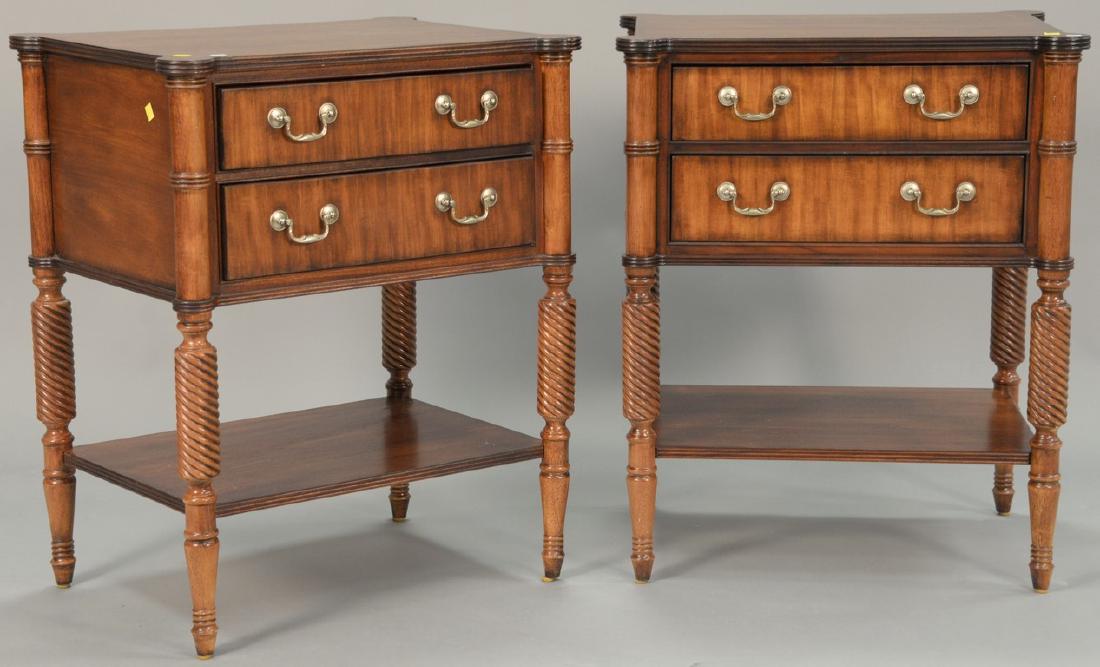 Ethan Allen pair of two drawer mahogany night tables. (1 of 4)