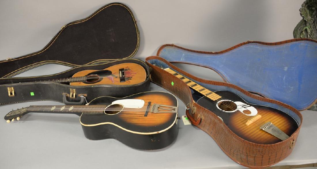 Three guitars including 1960's Kay K105 guitar with (1 of 5)